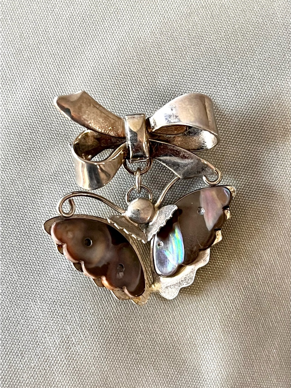 Vintage MOP Butterfly Bow Brooch